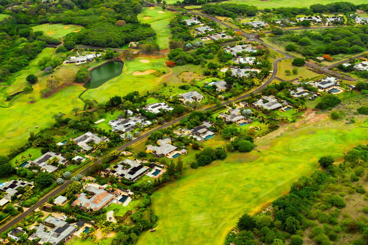 Aerial view of the island of Mauritius