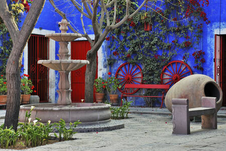 A traditional courtyard in Arequipa