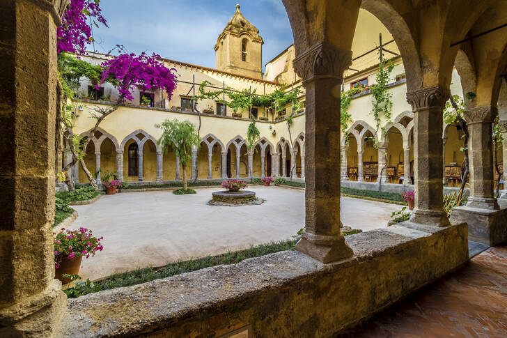 Monastery courtyard in the town of Sorrento