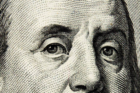 Franklin on a hundred dollar bill
