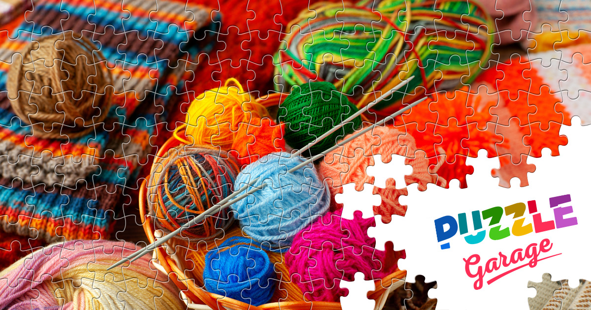Multicolored yarn in a basket Jigsaw Puzzle (Home, Needlework
