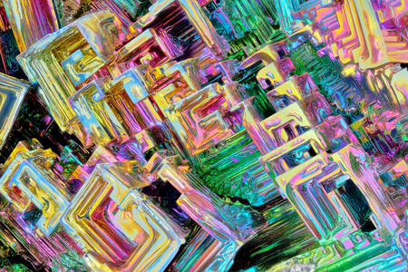 Close-up of bismuth crystals