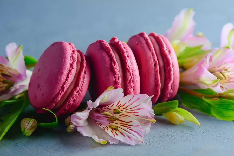 Macaroon στα λουλούδια