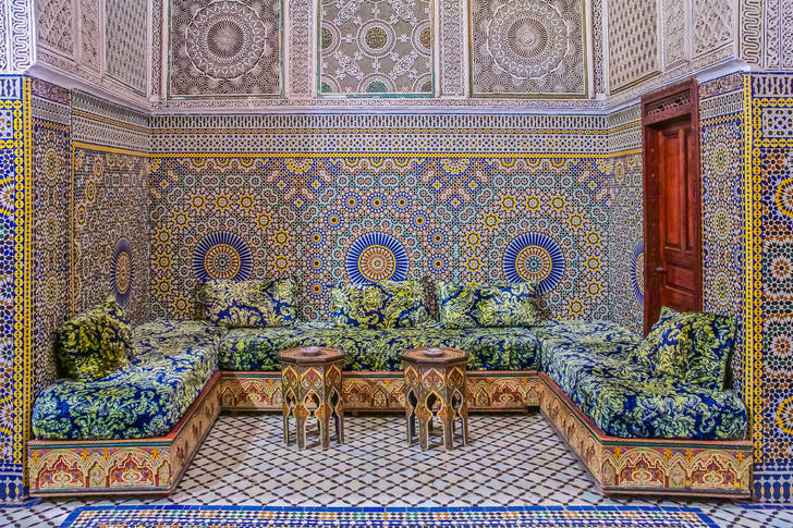 Moroccan riad decorated with mosaics