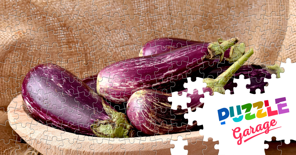 Eggplant in a wooden bowl Jigsaw Puzzle (Plants, Vegetables) Puzzle