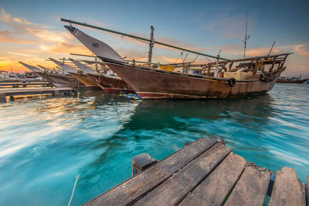 Dhow boats in Doha