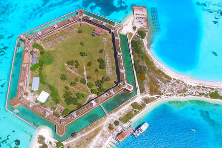 Pemandangan udara Taman Nasional Dry Tortugas