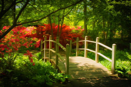 Pod de lemn în grădină