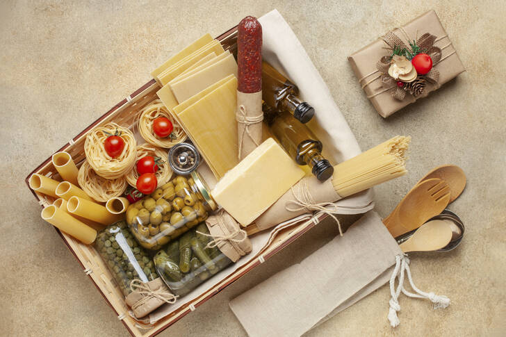Cesta de productos italianos