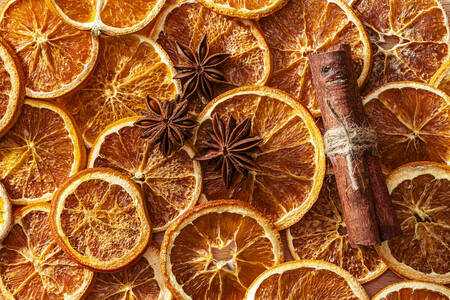 Dried oranges, anise and cinnamon sticks
