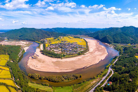 Aerial view of Hahoe Village