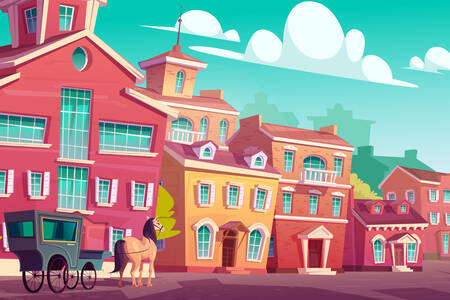 Hobuveokiga tõld vanal tänaval