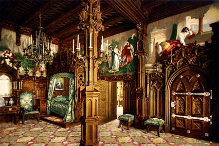 Camera da letto gotica del castello di Neuschwanstein