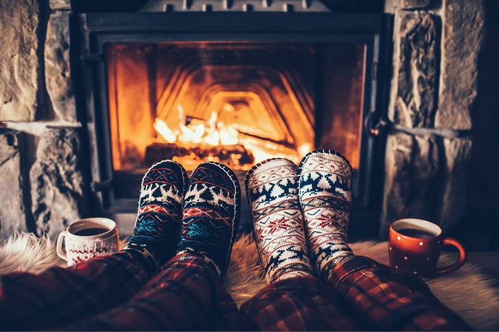 Relax by the Christmas fireplace