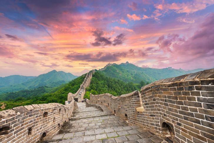 Sunset over the Great Wall of China