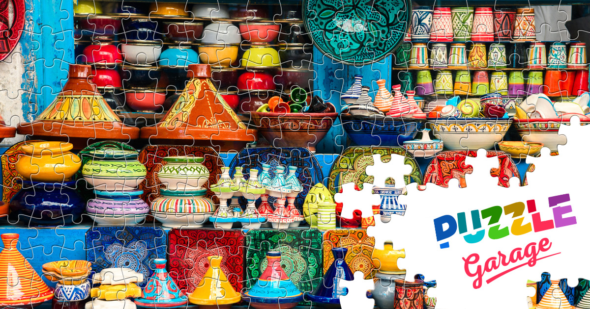 Moroccan colorful pottery Jigsaw Puzzle (Countries, Morocco) Puzzle