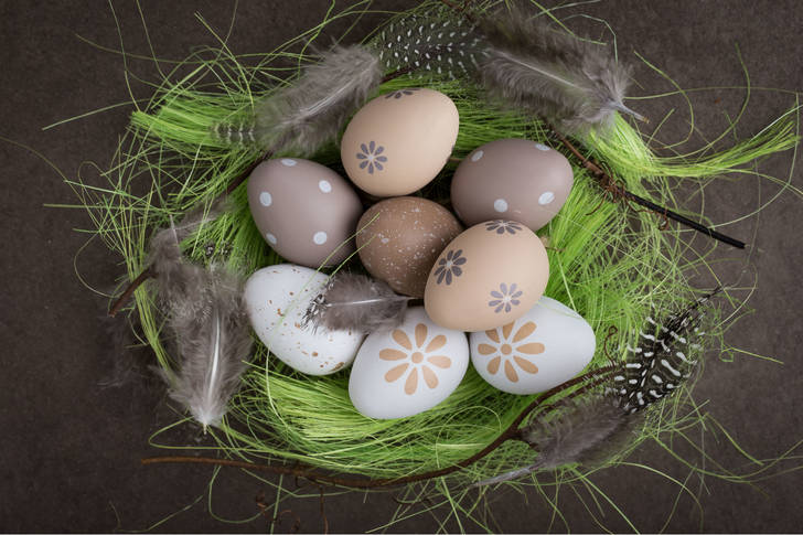 Easter eggs in a decorative nest