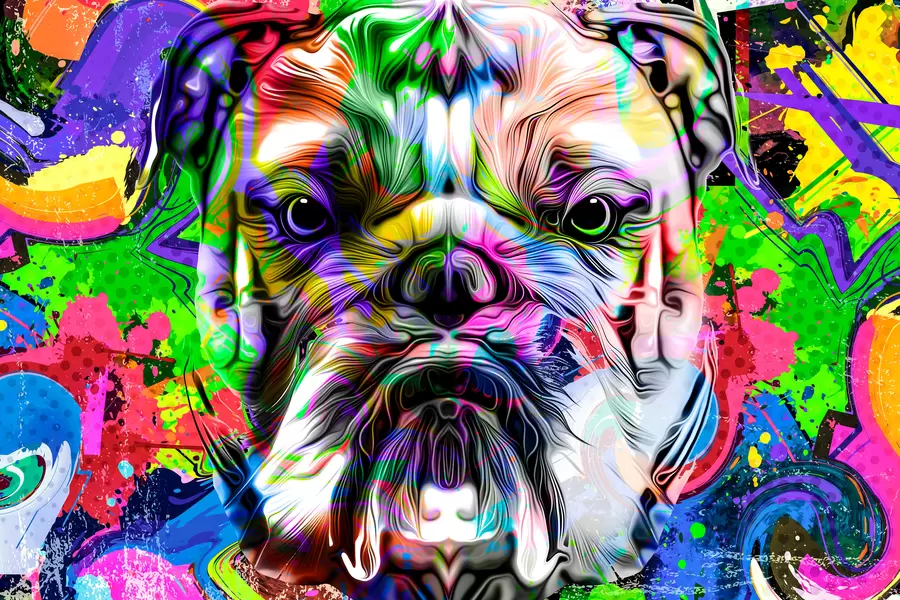 Grafiti berwarna dengan bulldog