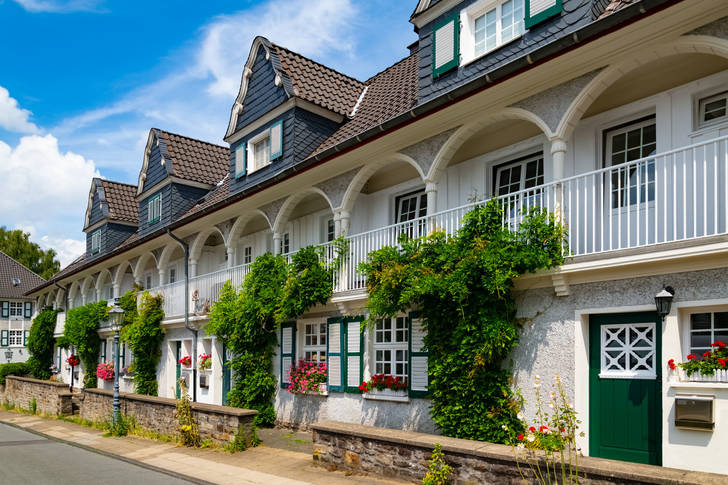 Facades of old houses in Essen