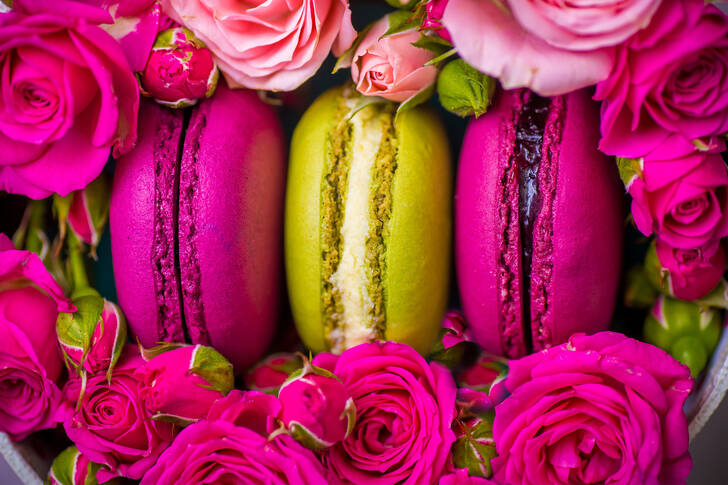 Macaroons and roses