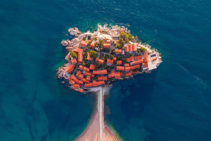 Top view of the village of Sveti Stefan