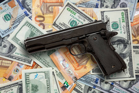 Gun on banknotes