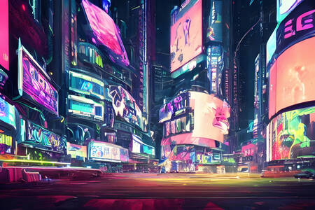 Times Square in the style of cyberpunk