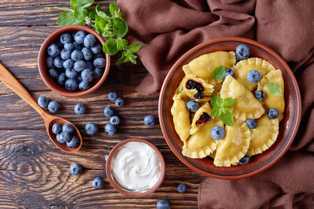 Vareniki with blueberries