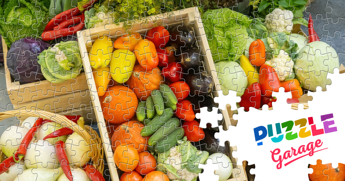 Organic vegetables in wooden boxes Jigsaw Puzzle (Plants, Vegetables ...