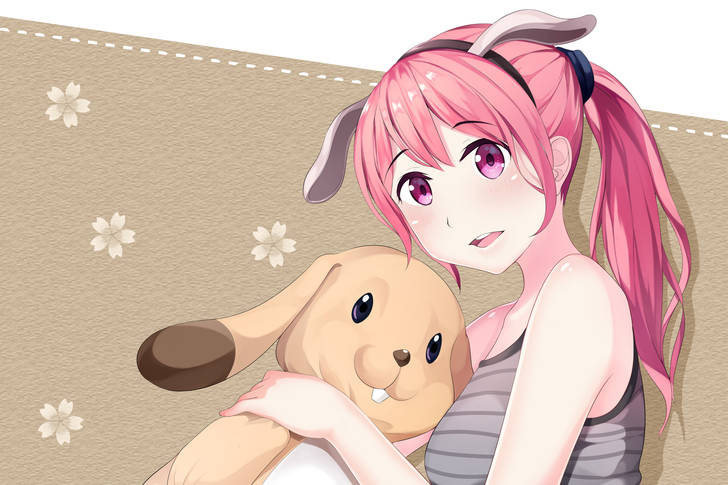 Девушка аниме с кроликом