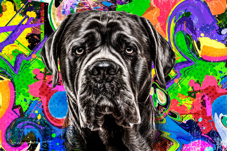 Bunte Graffiti mit einem Hund