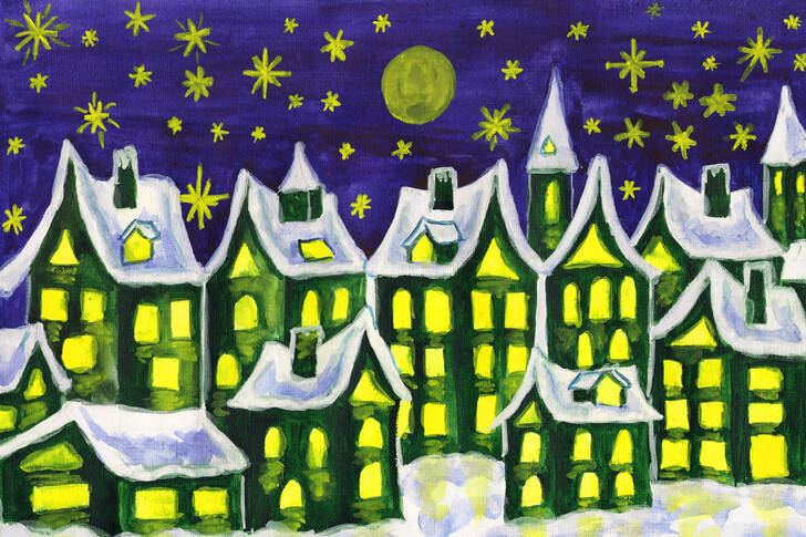 Città fiabesca ad acquerello