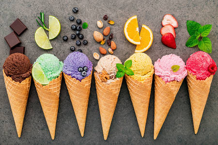 Ice cream with different flavors