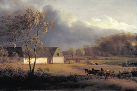 Jens Juel: "A storm is brewing behind a farmhouse in Zealand"