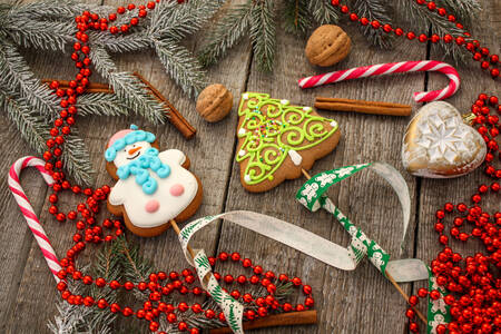 Christmas gingerbread and lollipops
