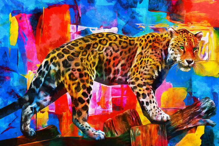 Leopard on a bright background