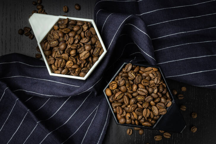 Coffee beans in bowls