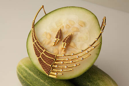 Gouden ketting en oorbellen