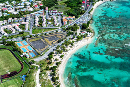Aerial view of the coastline in Saint-Francois