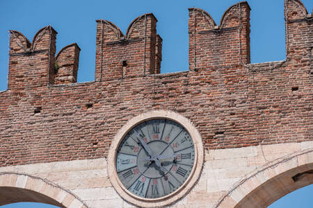 Clock on the gate of Portoni della Bra in Verona