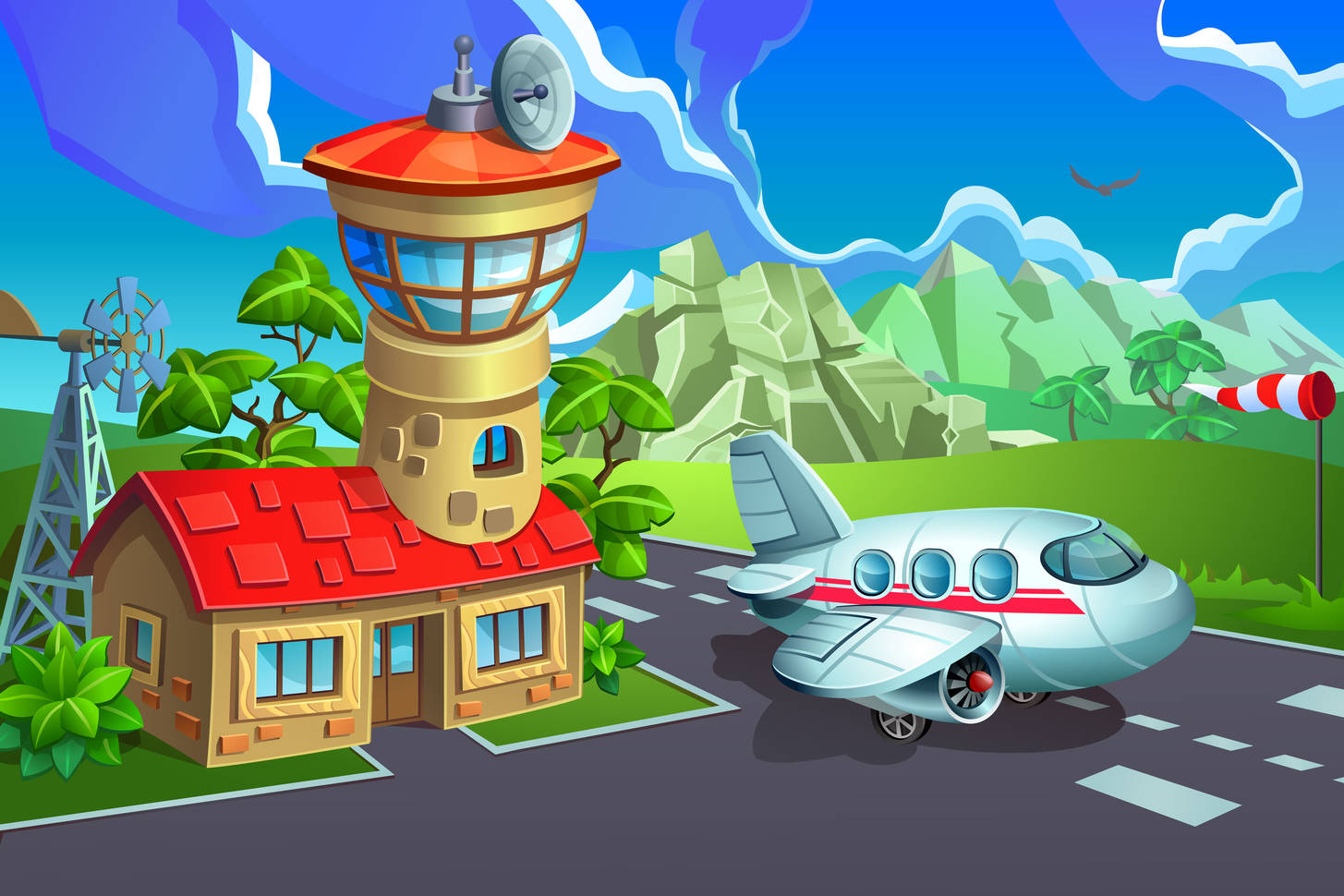 Airplane at the airport Jigsaw Puzzle (For children, Cartoon ...