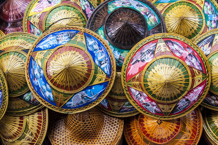 Colorful bamboo hats