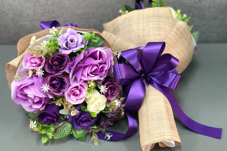 Bouquet with purple roses