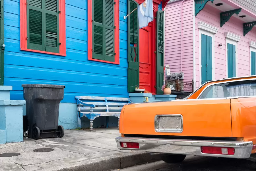 Huizen in oude wijken van New Orleans