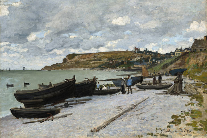 Claude Monet: "Saint-Adresse, fishing boats on the shore"