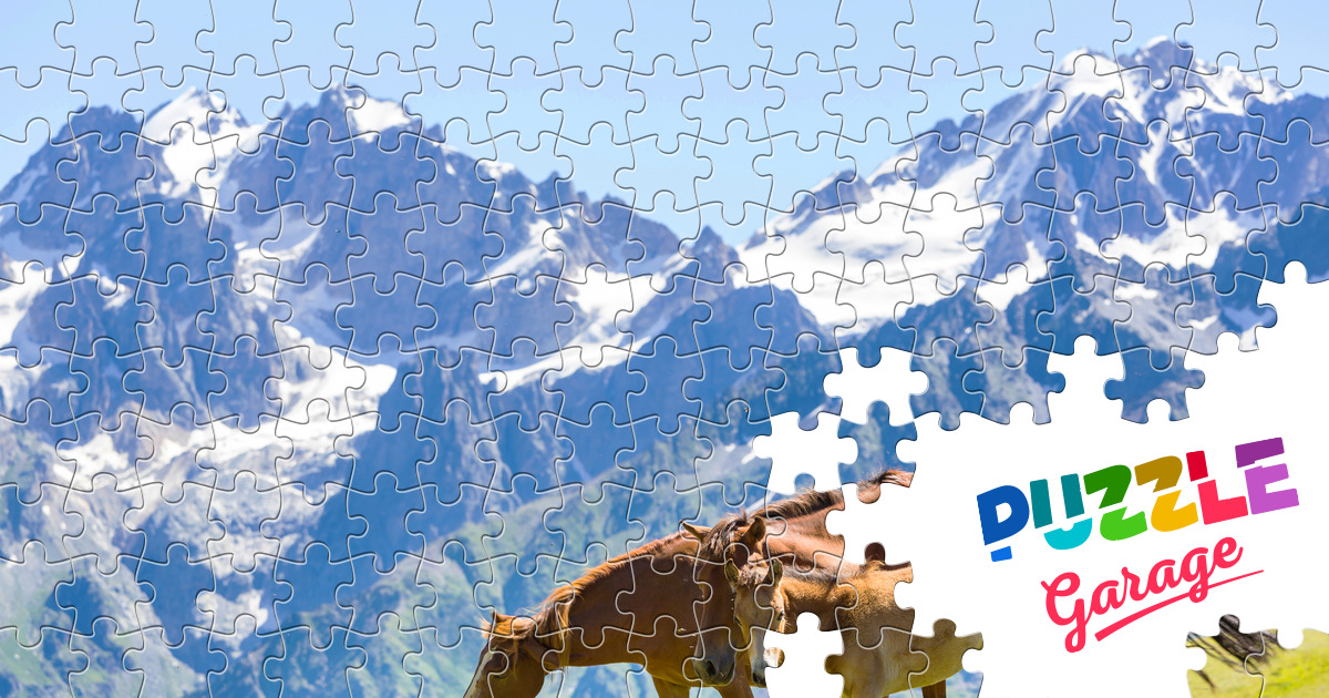 Horses in the mountains Jigsaw Puzzle (Animals, Pets) Puzzle Garage