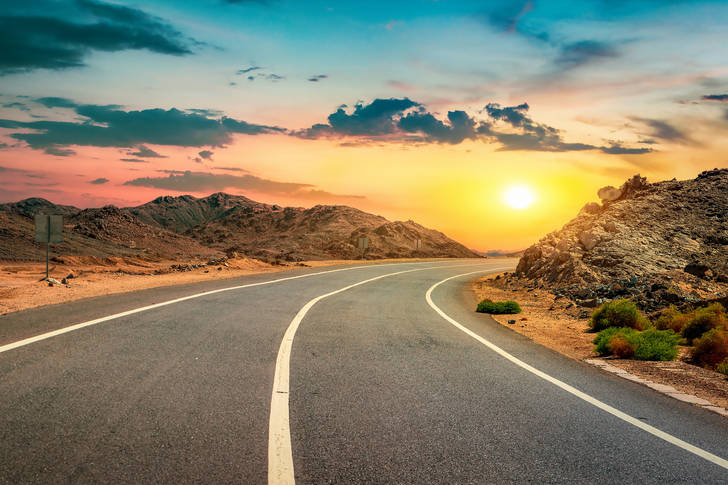 Desert road in Egypt