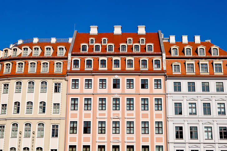 Facades of houses in Dresden
