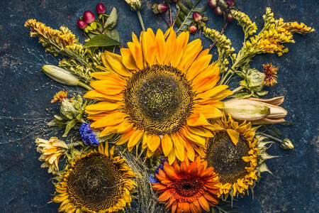 Samenstelling met zonnebloemen
