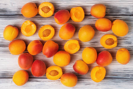 Apricots on a wooden table
